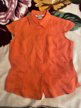 Nygard Collection Women's Orange Button Down Top Size 8 Like New